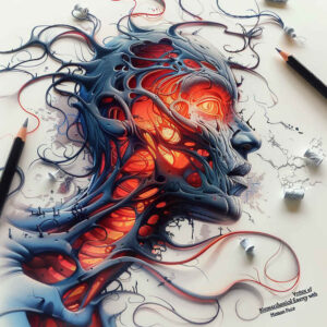 biomechanics tattoo design ideas detailed textures dynamic shadows for lower chest
