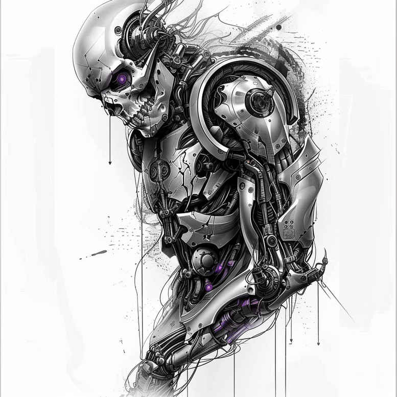 biomechanics tattoo design ideas vivid hues energy flow determination and power