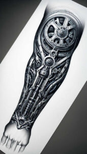 biomechanics tattoo design ideas saturated hues energy flow embodying courage
