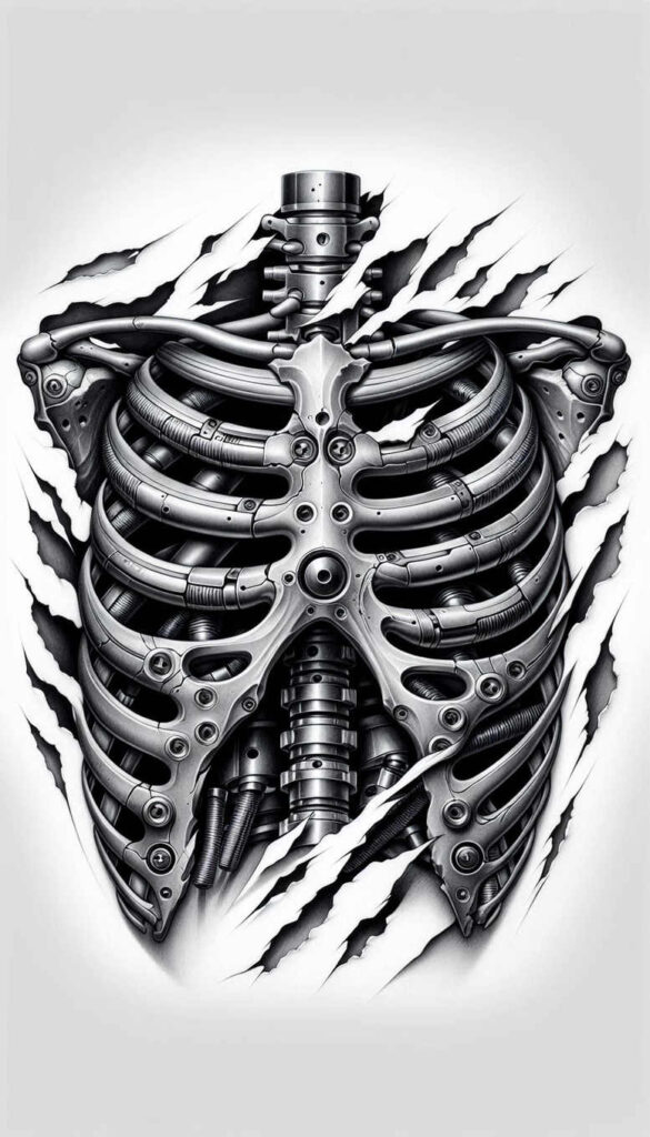 biomechanics tattoo design ideas hyperrealistic energy flow for lower arm