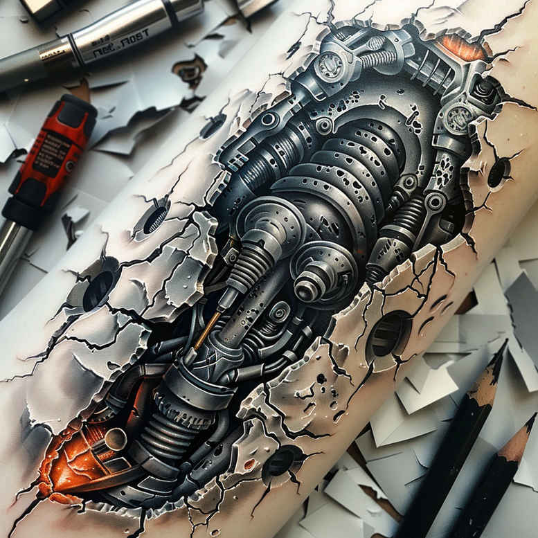 biomechanics tattoo design ideas balanced color energy flow shows endurance