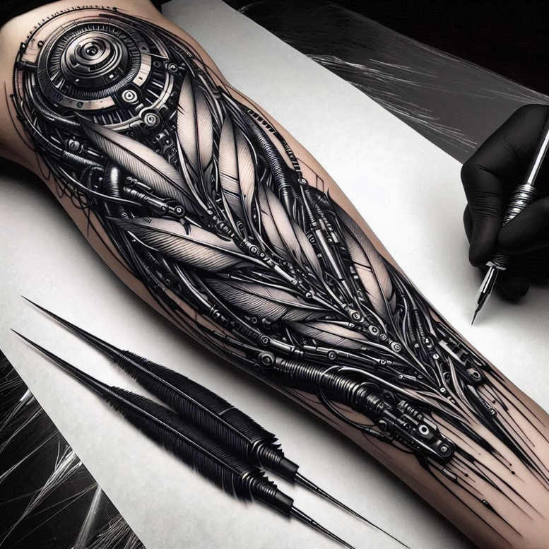 biomechanics tattoo design ideas modern classic energy flow shows endurance