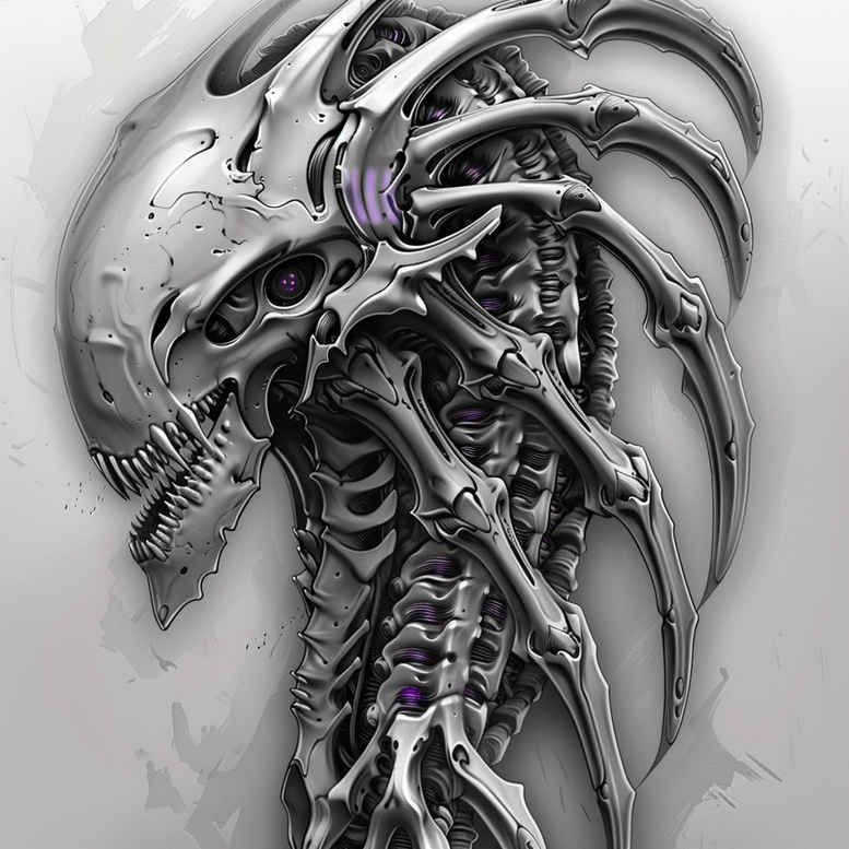 biomechanics tattoo design ideas Surrealism symbolism energy flow symbol of courage