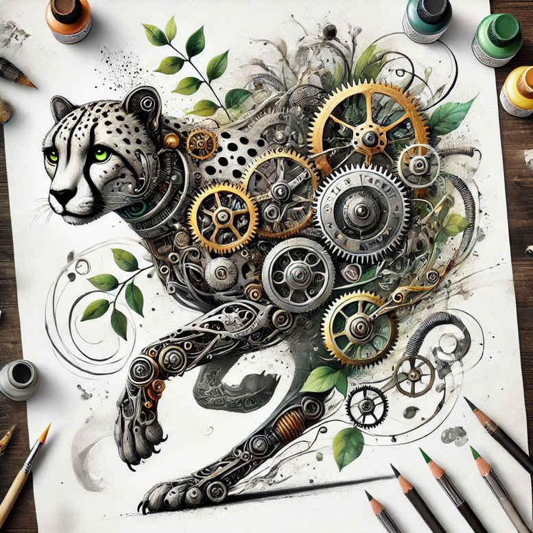 biomechanics tattoo design ideas illustrative style energy flow symbol of perseverance