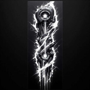 biomechanics tattoo design ideas Surrealism symbolism energy flow symbolising courage