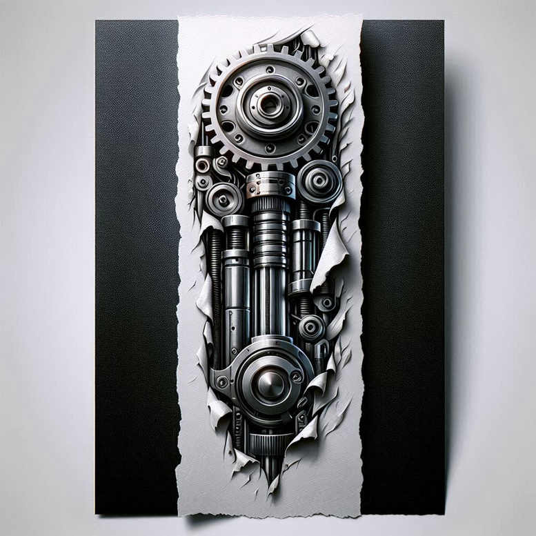 biomechanics tattoo design ideas surreal engineered forms for arm