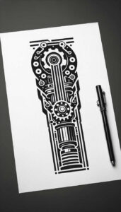 biomechanics tattoo design ideas Realism detail accuracy engineered forms for wrist