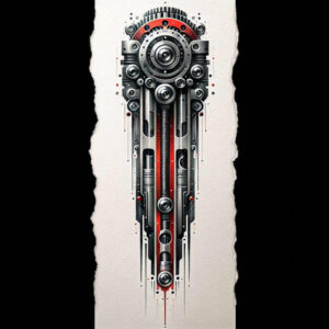 biomechanics tattoo design ideas Realism textured skin engineered forms symbol of endurance