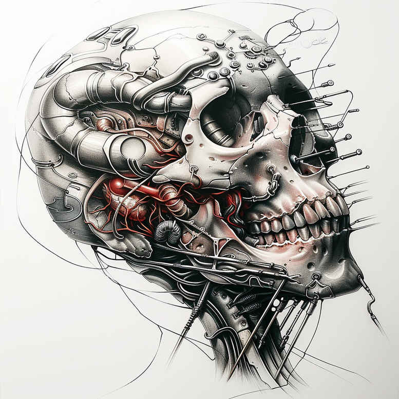 biomechanics tattoo design ideas Surrealism distorted reality fluid motion for forearm