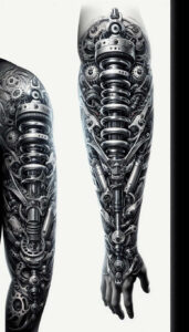 biomechanics tattoo design ideas light play fluid motion for side torso