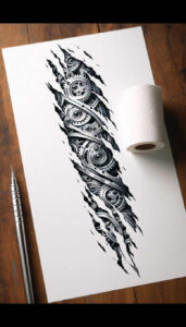 biomechanics tattoo design ideas Realism photographic quality force vectors for ribs
