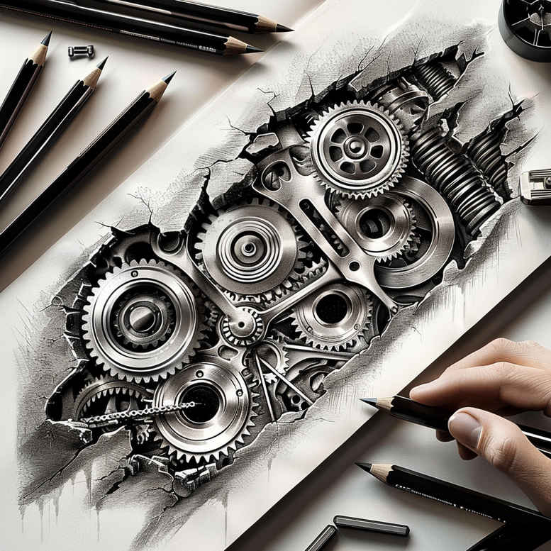 biomechanics tattoo design ideas Surrealism transcendent force vectors shows determination
