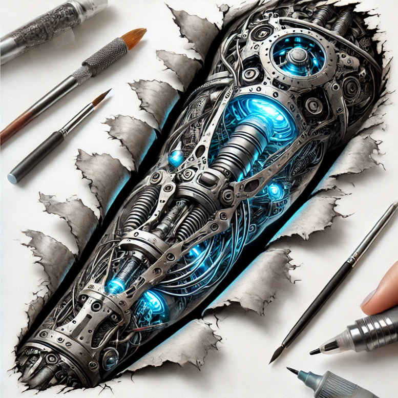 biomechanics tattoo design ideas Realism high definition functional anatomy endurance and power