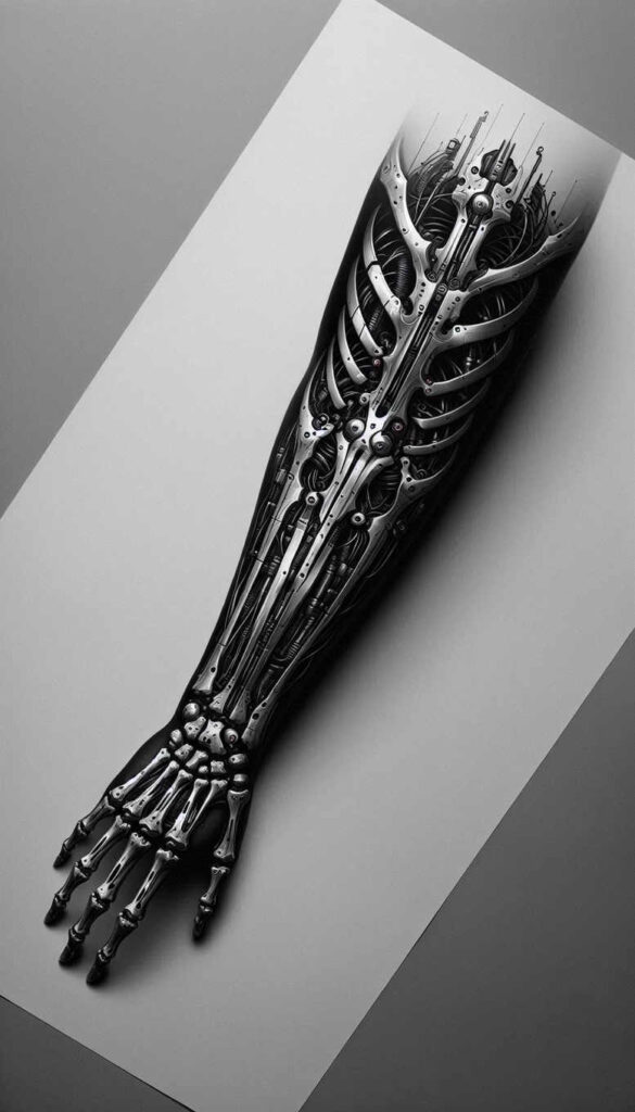 biomechanics tattoo design ideas Surrealism mysterious functional anatomy represents determination