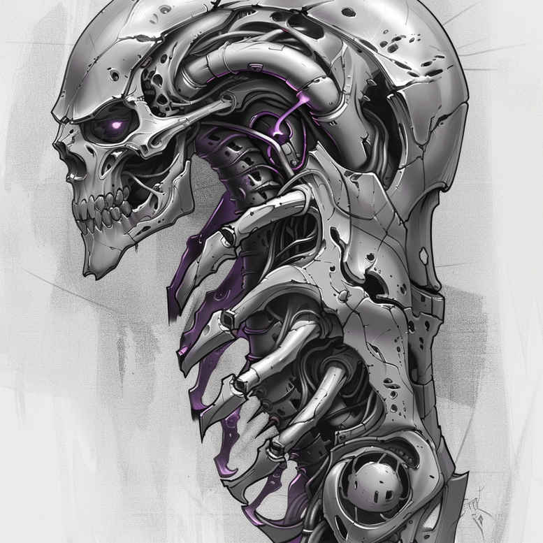 biomechanics tattoo design ideas Surrealism otherworldly hybrid forms for back