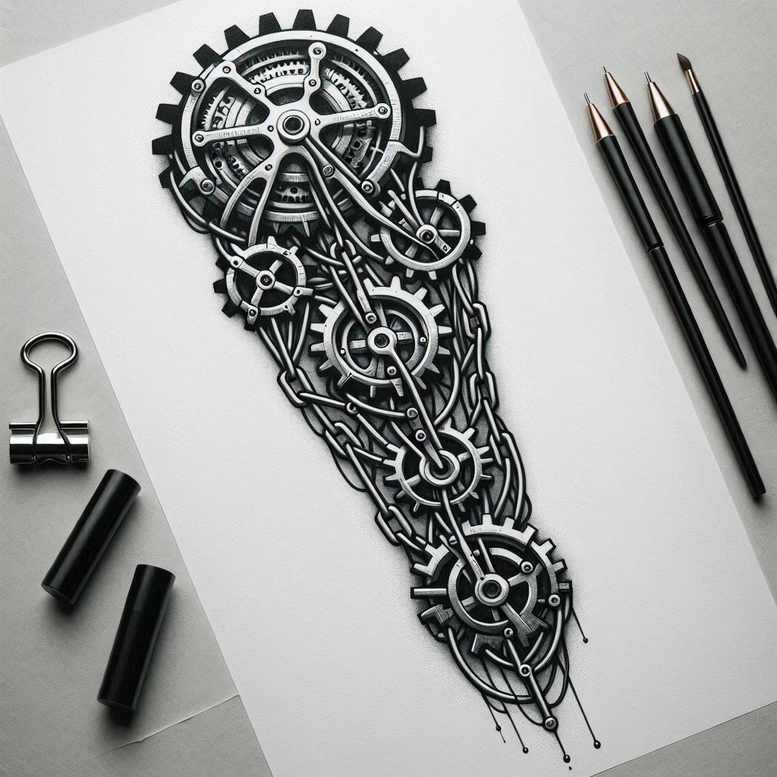 biomechanics tattoo design ideas refined detail hybrid forms for forearm