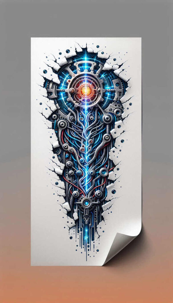 biomechanics tattoo design ideas accent shading hybrid forms for spine