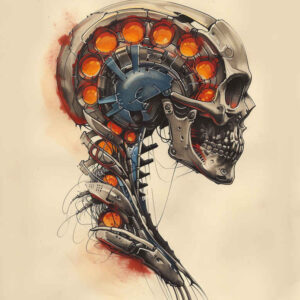biomechanics tattoo design ideas Surrealism floating elements intricate detail for calf