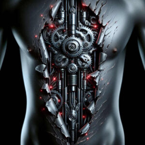 biomechanics tattoo design ideas displaced objects intricate detail shows strength