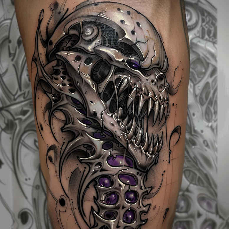 biomechanics tattoo design ideas Realism visual truth intricate detail symbol of strength