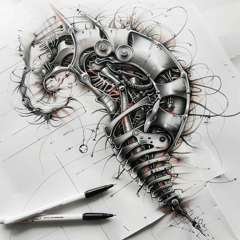 biomechanics tattoo design ideas naturalistic joint mechanics courage and power