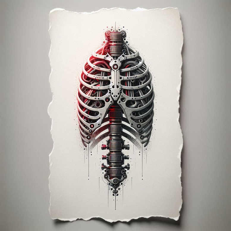 biomechanics tattoo design ideas ornate joint mechanics for lower chest