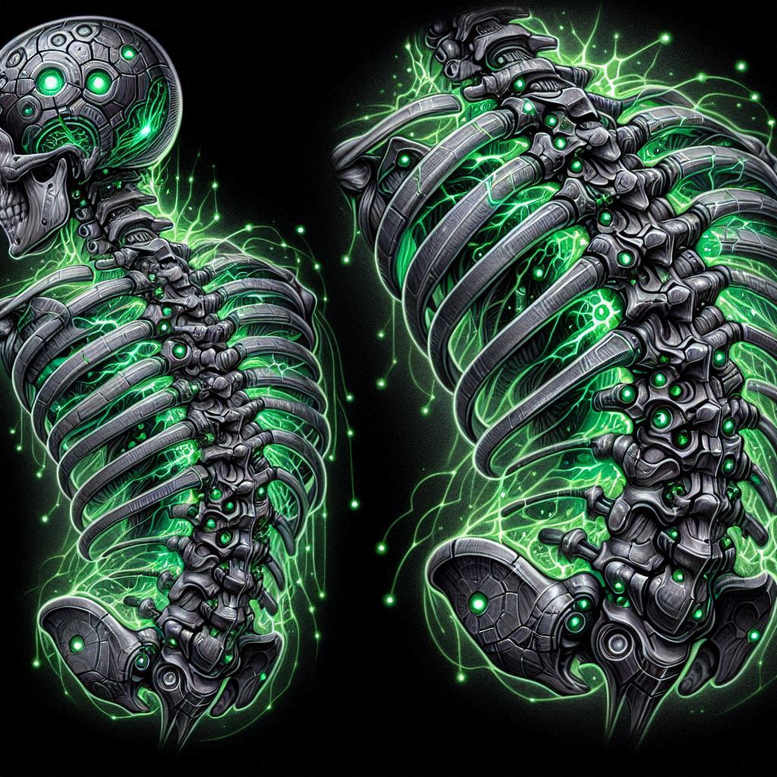 biomechanics tattoo design ideas Surrealism morphic joint mechanics for neck
