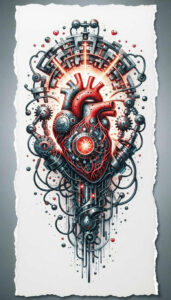 biomechanics tattoo design ideas Surrealism mystical joint mechanics for upper chest