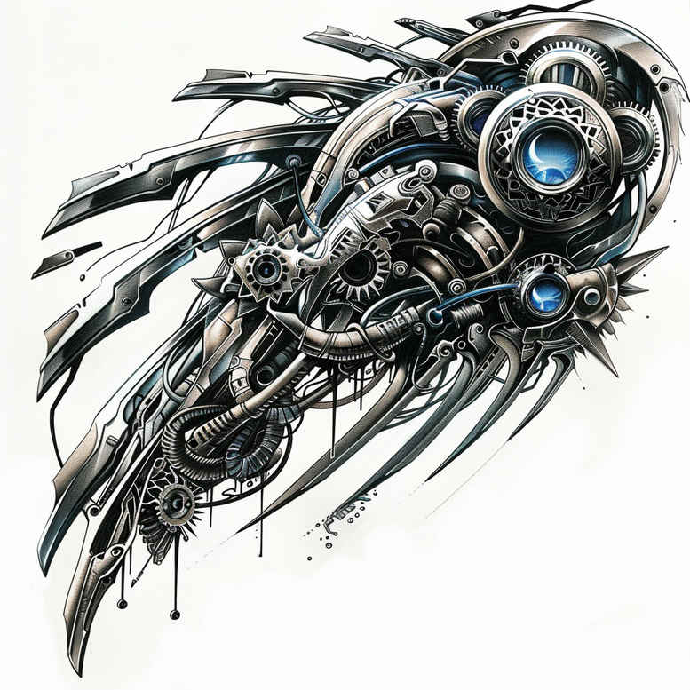 biomechanics tattoo design ideas classic composition joint rotation for back of neck