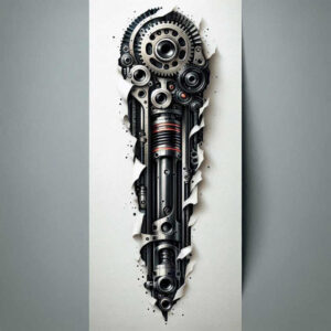 biomechanics tattoo design ideas Surrealism distorted reality joint rotation for lower thigh