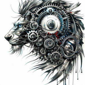 biomechanics tattoo design ideas clean fill layered shading courage and power