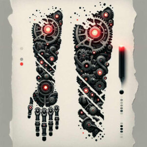 biomechanics tattoo design ideas refined detail layered shading for lower leg