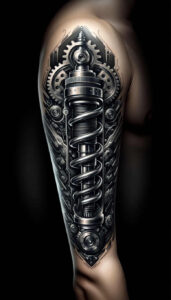 biomechanics tattoo design ideas Realism realistic structure layered shading shows perseverance