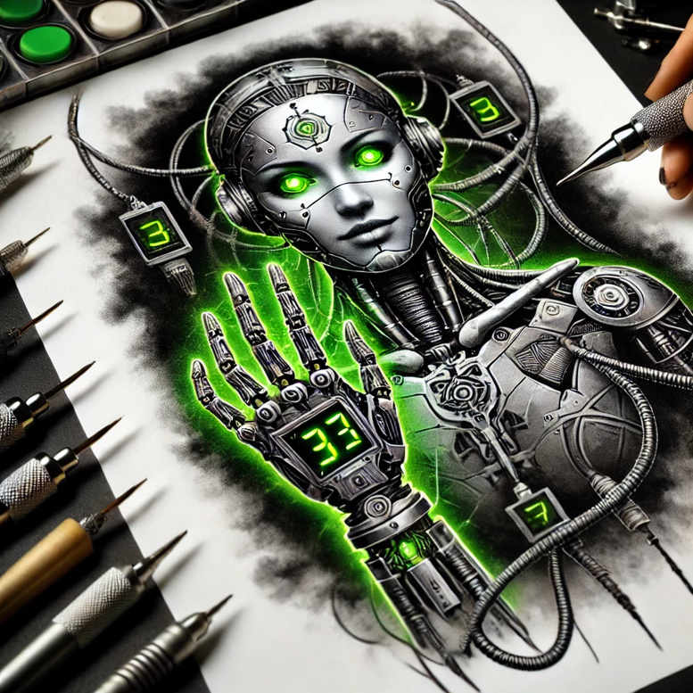 biomechanics tattoo design ideas lifelike layered shading stands for courage