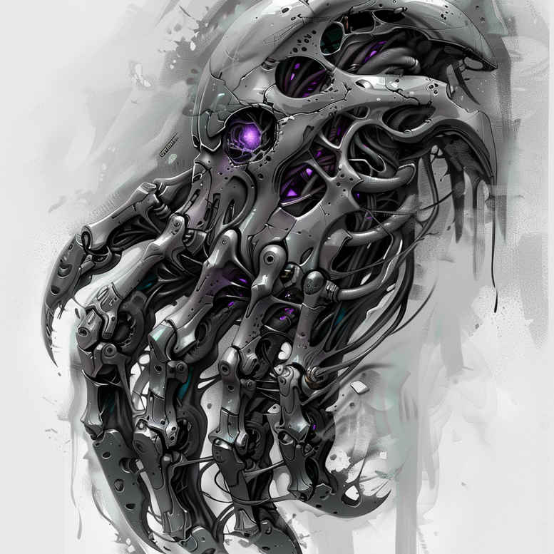 biomechanics tattoo design ideas Realism skin texture layered textures embodying determination