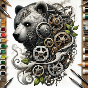 biomechanics tattoo design ideas matte-finish layered textures for shoulder blade