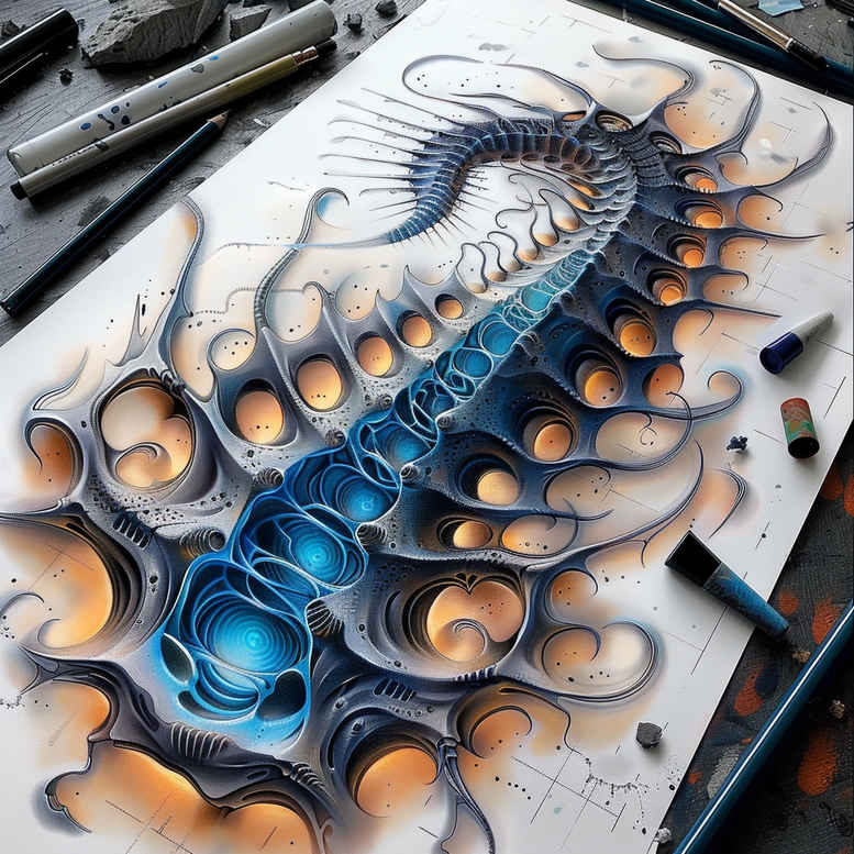 biomechanics tattoo design ideas layered color layered textures for triceps