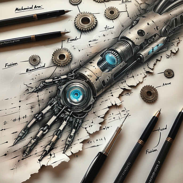 biomechanics tattoo design ideas Realism realistic lighting layered textures for triceps
