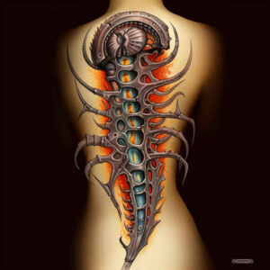 biomechanics tattoo design ideas minimal layered textures represents courage