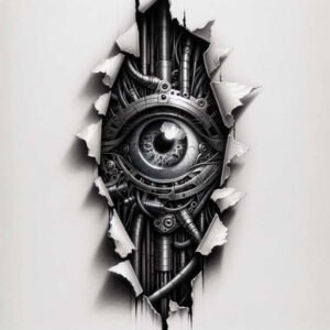 biomechanics tattoo design ideas subtle tone layered textures shows courage