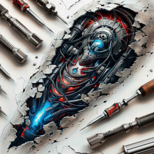 biomechanics tattoo design ideas Realism color precision layered textures shows resilience
