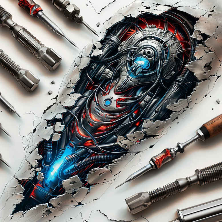 biomechanics tattoo design ideas Realism color precision layered textures shows resilience