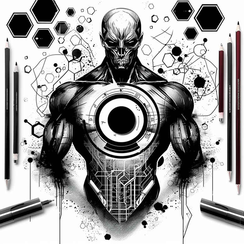 biomechanics tattoo design ideas color richness layered textures stands for determination