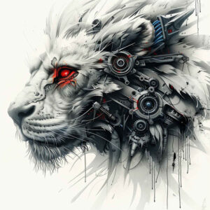 biomechanics tattoo design ideas Surrealism floating elements layered textures symbol of courage
