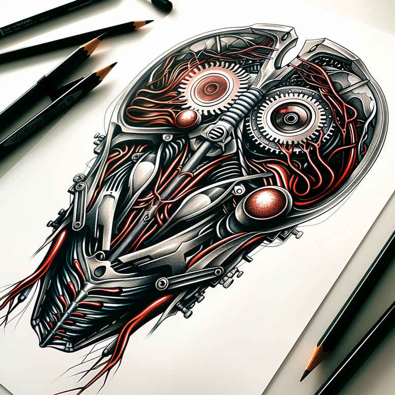 biomechanics tattoo design ideas fluid motion levers for temple
