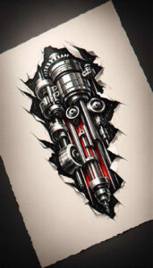 biomechanics tattoo design ideas expressive lines levers represents courage
