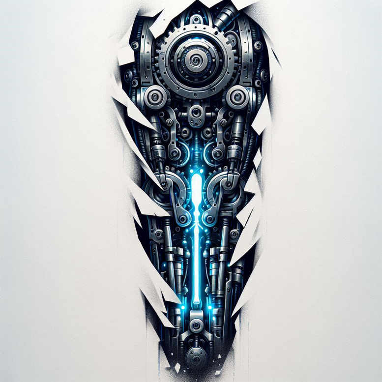biomechanics tattoo design ideas mirrored effect levers shows courage