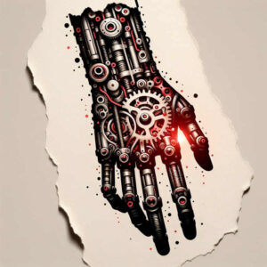 biomechanics tattoo design ideas refined lines machine motifs for scapula