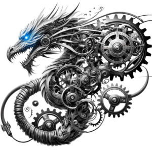 biomechanics tattoo design ideas Surrealism melting forms machine motifs for stomach