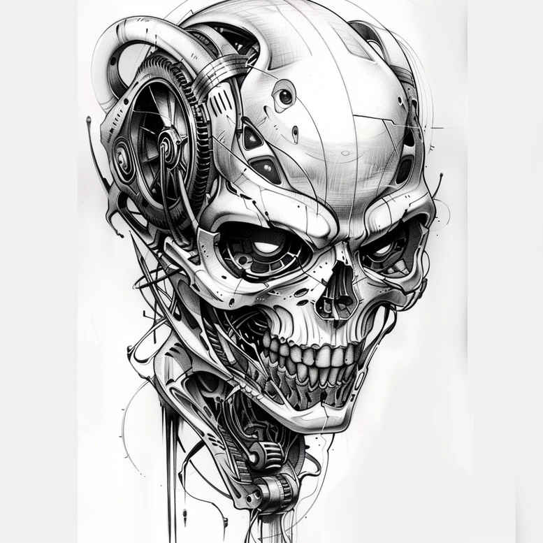 biomechanics tattoo design ideas Realism realistic dimension machine motifs represents resilience